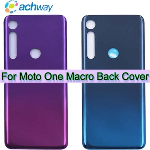 New For Motorola Moto One Macro Battery Cover Back Glass Panel Rear PAGS0005I Housing Case For Moto One Macro Back Battery Cover
