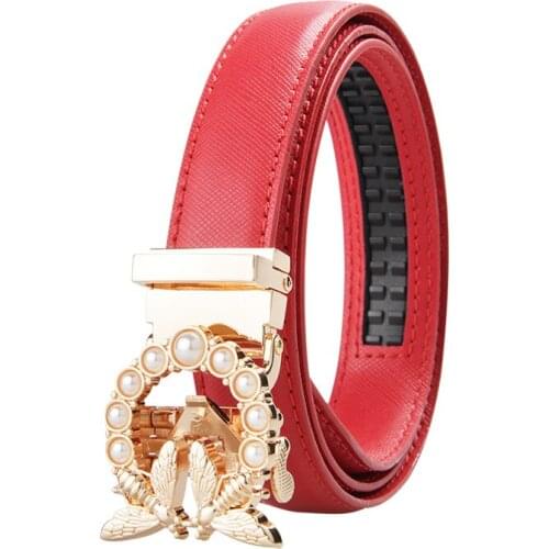 New Fashion Womens Belts Genuine Leather Designer High Quality Belt Women Luxury Straps for Women Diamond Automatic Buckle Belt