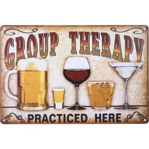NUOLUX "Group Therapy Practiced Here"Vintage Tin Sign College Dorm Metal Plate Decoration Plaque Poster Cafe Bar Wall Home Decor