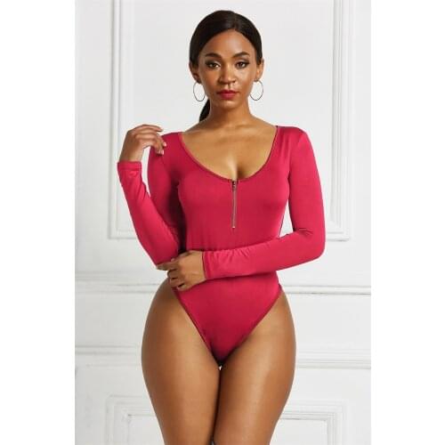 2020 Autumn winter sexy black bodysuits skinny zipper long sleeve bodysuit women shirt fashion body mujer jumpsuits