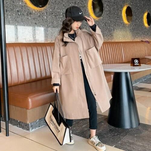 Autumn Winter Girls Trench Coats Clothes British Style Children Cotton-Padded Windbreaker Jackets Teenagers Kids Tops Costumes