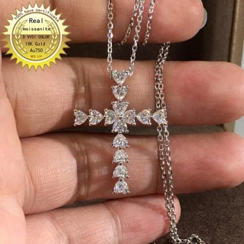 Solid Au750 18K gold Necklace moissanite 2.8ct Diamond DVVS color With national certificate 0113