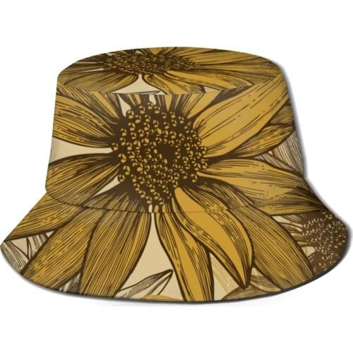 CINESSD 2021 Men Women Summer Hand-Drawing Sunflower Seeds Bucket Hat Bob Fisherman hat Outdoor Travel Sun Visor Fashion Panama