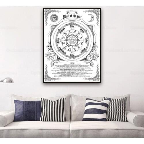 Wheel of the Year Wiccan Pagan Sabbats Poster Magic Witchcraft Book of Shadows Canvas Painting Print Wall Art Picture Home Decor