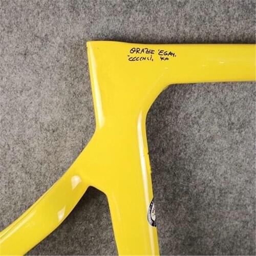 T1100 1K In Stock Yellow Road Bike Frame Full Carbon Fiber Road Frames Bicycle Frameset + Handlebar BB68 Yellow Color