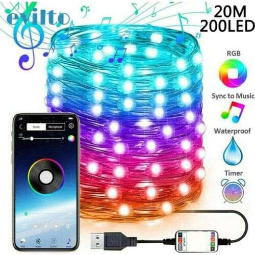 New 200led RGB Christmas String Lights with Smart Bluetooth App Remote Control Lights For Outdoor Decoration Holiday Lighting