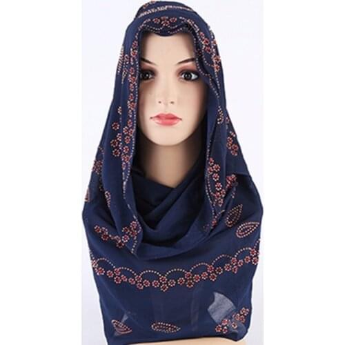 Hijab Scarf Muslim Fashion Plain Hijabs Caps Women Stick Diamond Shawls Headscarf Elegant African Head Wraps Turban Bandana