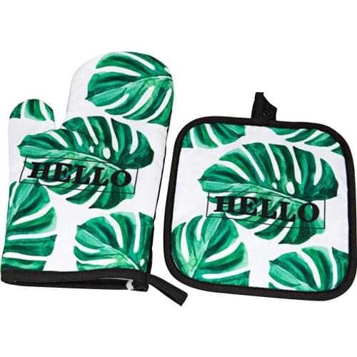 Cute Oven Mitts and Pot Holder Sets 2pcs Non-Slip Potholders Kitchen Heat Resistant Hot Pads for Women Cooking Gloves XH