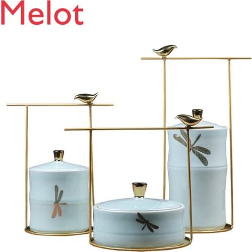 Modern New Chinese Ceramic Storage Jar Decoration Model Room Villa Home Living Room Entrance TV Cabinet Soft Decoration