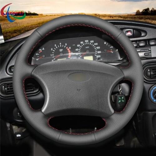 DIY Hand-Stitched Non-slip Black Leather Car Steering Wheel Cover For Chevrolet Niva 2002-2009 Car Interior Accessories