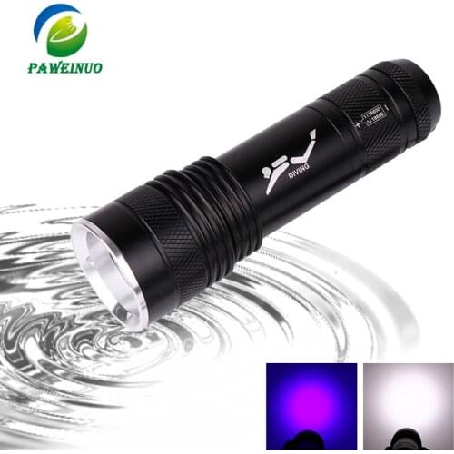Double wick led diving flashlight torch xml t6 high power underwater lamp 18650 26650 battery rechargeable diver led torch lamp