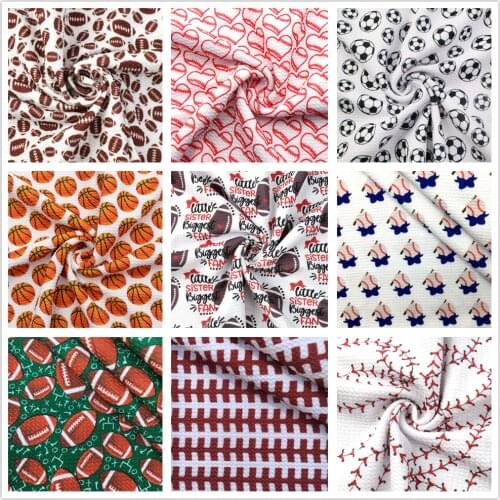 1/2yard Football Baseball Soccer Printed Bullet Textured Liverpool 4 Way Stretch Spandex Knit Fabric For Baby HeadWrap Bummies