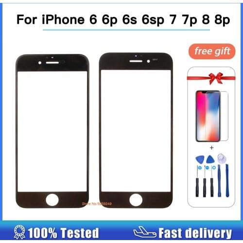 100% Tested Front Outer glass lens Replacement Parts for iPhone 5 5s 6 6s 7 7 plus 8 plus Front Outer Screen Glass Lens