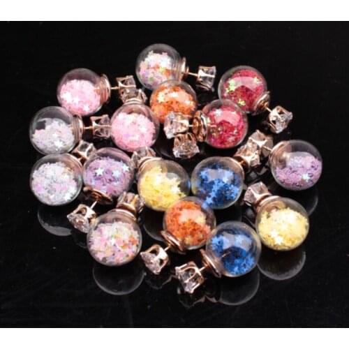 15.5mm Glass Ball Clear Colorful Five-pointed Star Sequins Christmas Ornaments Diy Earrings Charm Pendant Accessories Earringhar