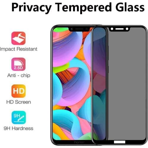 2Pcs Privacy Screen Protector Anti-spy Tempered Glass For Honor 9 youth 9i 9X Pro Full Anti-glare Screen Film