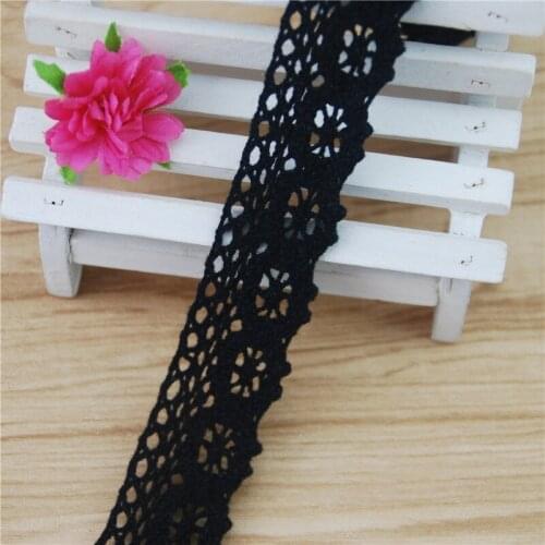 25mm Cotton Lace Trim Black Fabric Sewing Accessories Cloth Wedding Dress Decoration Ribbon Craft Supplies 50yards LC112