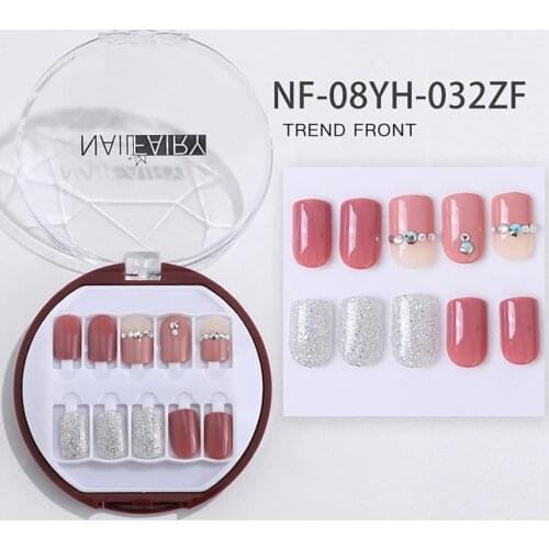 30Pcs/Box Practical False Nails Detachable Waterproof ABS Manicure Rhinestone Fake Nail Patches Convenient Wearable Art Nails