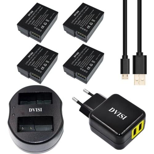 4pcs DMW-BLC12 DMW BLC12 DMWBLC12 Rechargeable Battery+USB Dual Charger for Panasonic DMC GH2 G5 G6 V-LUX4 DMC-GH2 FZ1000 FZ200