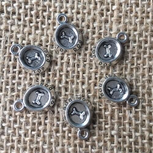 56 Pcs/lot 15x11mm Dog Pot Charms for Jewelry Making Antique Silver Plated Pendant for DIY Necklaces Bracelets A018