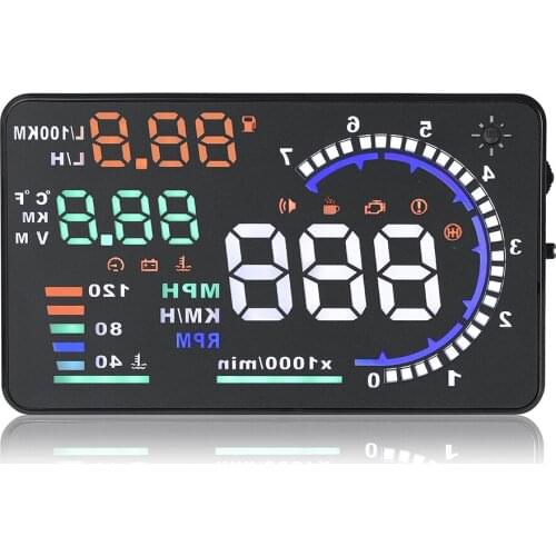 A8 HUD Universal Car Head-Up Display OBD Car Auto Wire Speed Digital Projector Warning Display