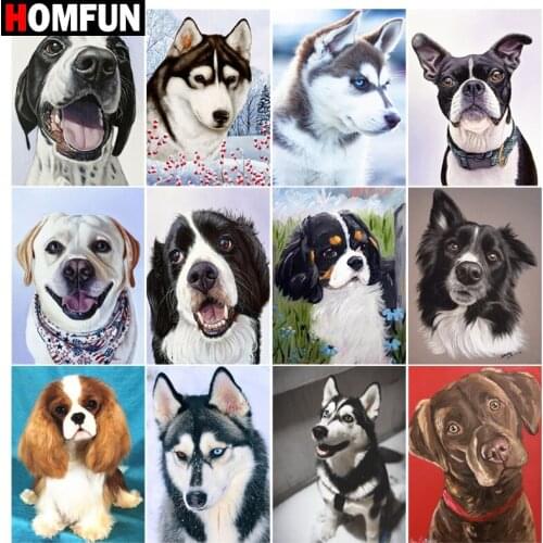 HOMFUN 5d Diamond Painting Full Square/Round "Dog animal" Picture Of Rhinestone DIY Diamond Embroidery Home Decor