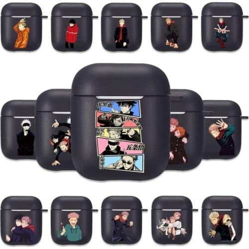 Anime Jujutsu Kaisen Black Silicone Case for Apple Airpods 1 2 Cases Satoru Yuuji Megumi Protective Soft Airpods Earphone Covers