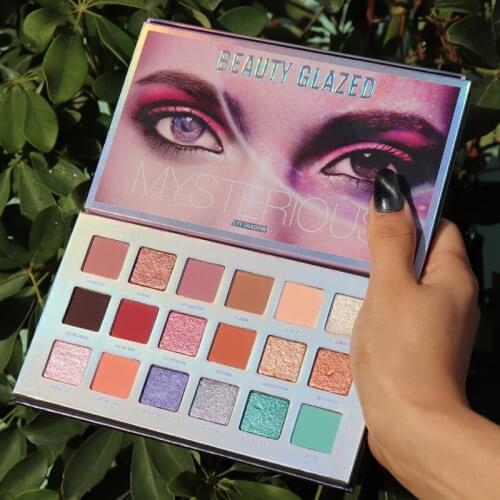 BEAUTY GLAZED 18 Colors Nude Shining Eyeshadow Palette Matte Makeup Glitter Pigment Smoky Eye Shadow Waterproof Powder Cosmetics