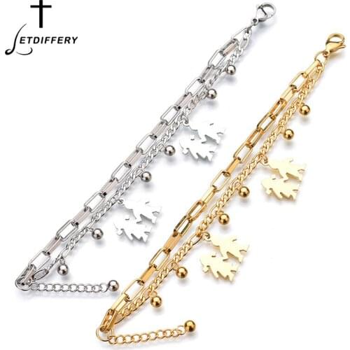 Letdiffery New Fashion Boy and Girl Tag Bracelet Stainless Steel Gold Sliver Chain Bangle For Men Women Gift