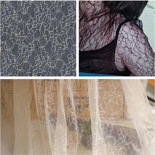Black White Soft Perspective Mesh Lace Fabric Tulle Dress Wedding Garment Decorative DIY Home Textile Sewing Material Accessorie