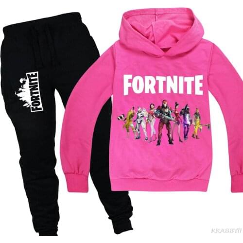 Fortnites Kids Sports Suit Childrens Hooded Long-sleeved Jacket + Trousers Casual Student Clothing Suit