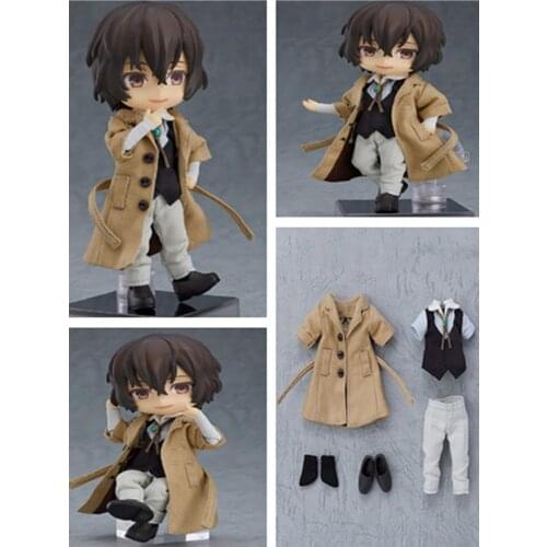 Action Anime Bungo Stray Dogs Dazai Osamu Q Version PVC Figure Toys With Suit Real Clothes For Children Collectible Birthday Toy