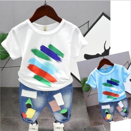 Summer New Clothing Sets Boy Cotton Casual Childrens Wear Baby Boys T-Shirt + Shorts Pants 2 Pcs Clothes Sets 2-6Years