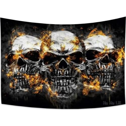 Burning Fire Skull Tapestry Black Hippie Wall Hanging Abstract Home Decoration Wall Blanket living Room