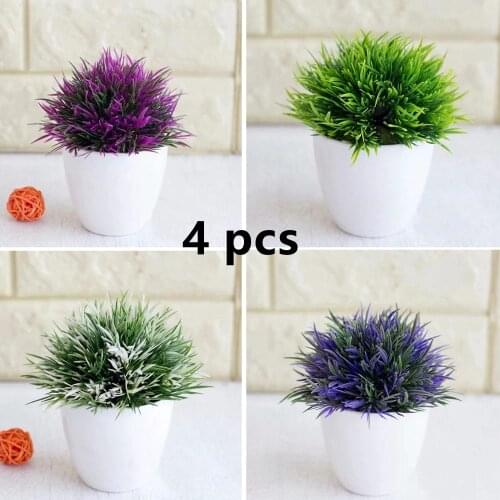 4pcs Artificial Plant Bonsai Simulation Plastic Small Tree Pot Plant Potted Ornament for Home Tabl Decoration Hotel Garden Decor