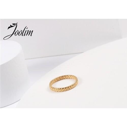 Joolim High End 18K Gold PVD Narrow Knit Rings for Women Stainless Steel Jewelry Wholesale