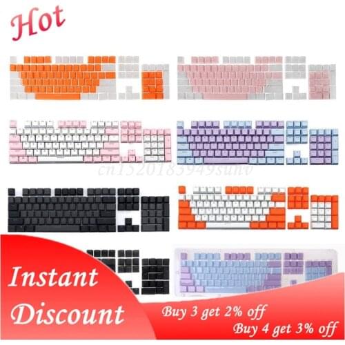 1Set Translucent Double Shot PBT 104 KeyCaps Backlit For Outemu For Gateron For Kailh For Mechanical Cherry MX Switch