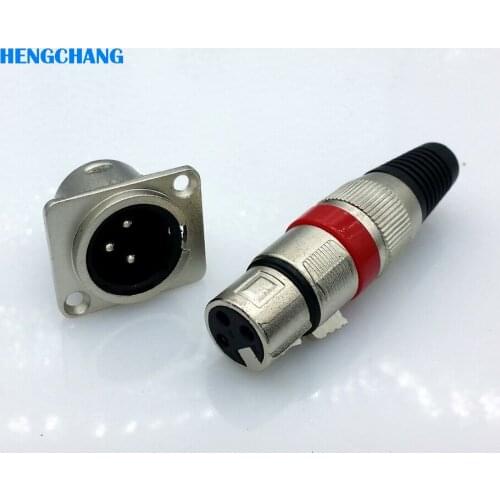 Red 3Pin XLR FeMale connector Microphone connector Adapter with socket 3pins XLR connector for microphone