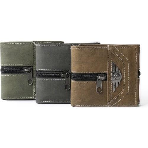 2019 hot sale high quality Pu leather Mens wallet Zipper Retro coin purse Personality Wallet Tide Student Coin womens Wallet