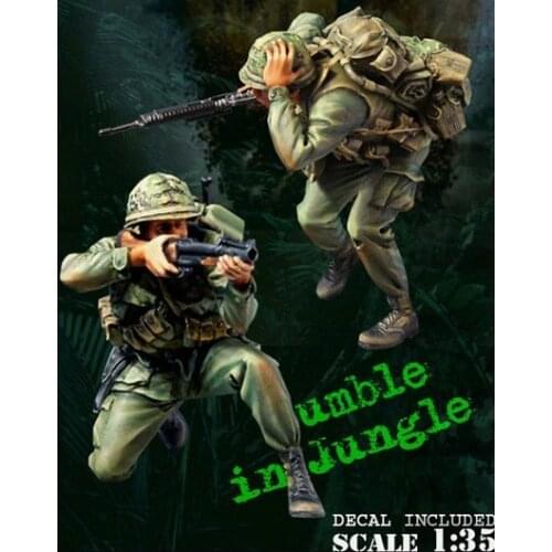1/35 scale Vietnam War US Army Battlefield Soldier 2 people miniatures Resin Model Kit figure Free Shipping
