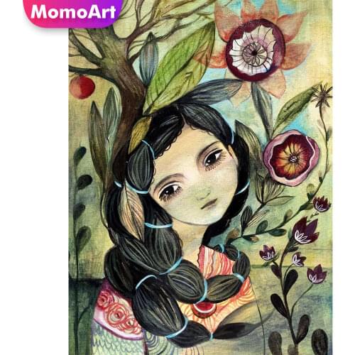 MomoArt DIY Diamond Mosaic Portrait Picture Rhinestone Diamond Embroidery Girl Needlework Painting Flower Art Handmade Gift
