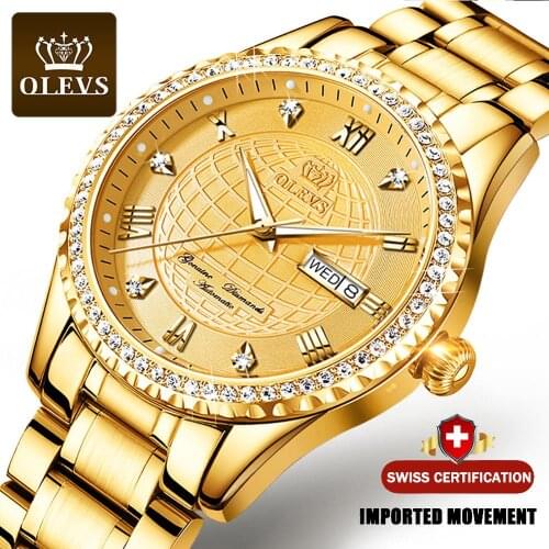 OlevsMen Mechanical watch Luxury Automatic Black Watch Men Waterproof Mechanical Wristwatch reloj hombre 6616