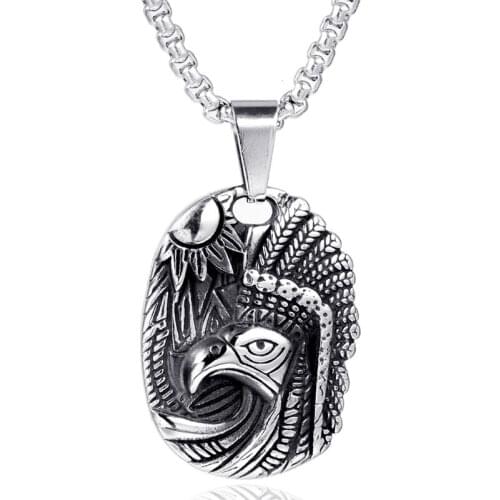 Hiphop Punk Men Pendants Stainless Steel 2019 Animal Eagle Hawk Wing Pendants Male Necklace For Men Jewelry Masculina Hombre