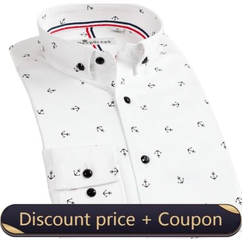 Men Printed Shirts Mans Long-Sleeved Blouse Pure Cotton Slim-Fit Korean Style Trendy Handsome and Casual