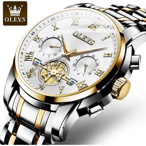 OLEVS Mens Watche Top Brand Luxury Clock Casual Stainless Steel Men Watch Sport Waterproof Quartz Chronograph relogio masculino