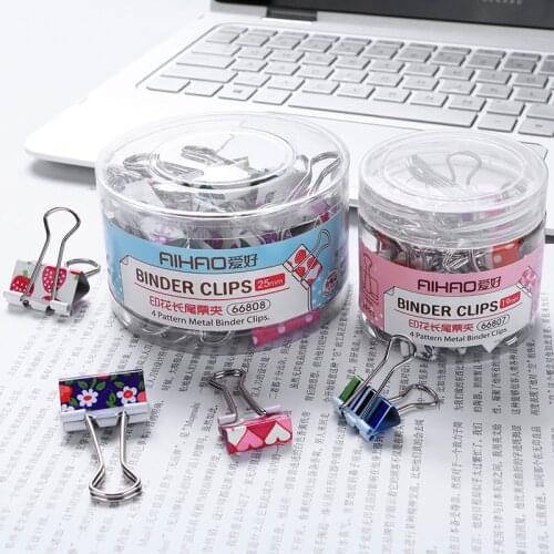 24pcs Flower Pattern Metal Binder Clips Set 19mm 25mm Binding tools Paper Clip Stationery Office File School Supplies F970