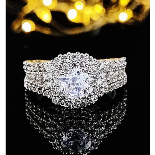 2021 new luxury round 925 sterling silver engagement ring for women lady anniversary gift jewelry wholesale christmas R5543