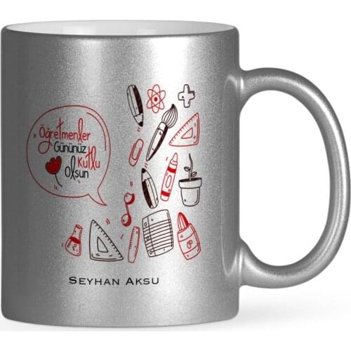 Personalized Teachers Days Happy Silver Gilt Mug Cup-2