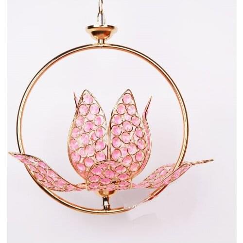 Ring lotus leaf pink lotus Pendant Lights lotus entrance hall lamp bedroom balcony Buddhist Buddha lighting lu731355