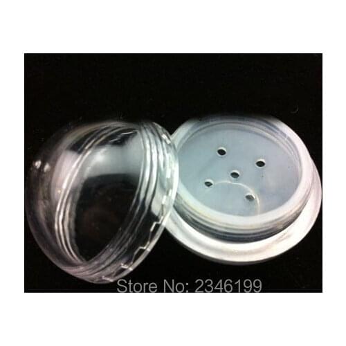10G 50pcs/lot Empty Plastic Loose Powder Case, DIY Ball Shape Loose Powder Jar with Sifter, Eyeshadow Powder/Blush Container