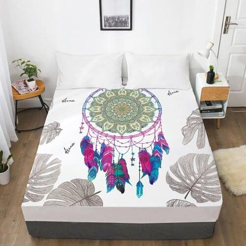 Luxury Elastic fitted sheet bed sheet With An Elastic Band Nordic Mattress Cover 150x200 Bed cover for home Dreamcatcher colour